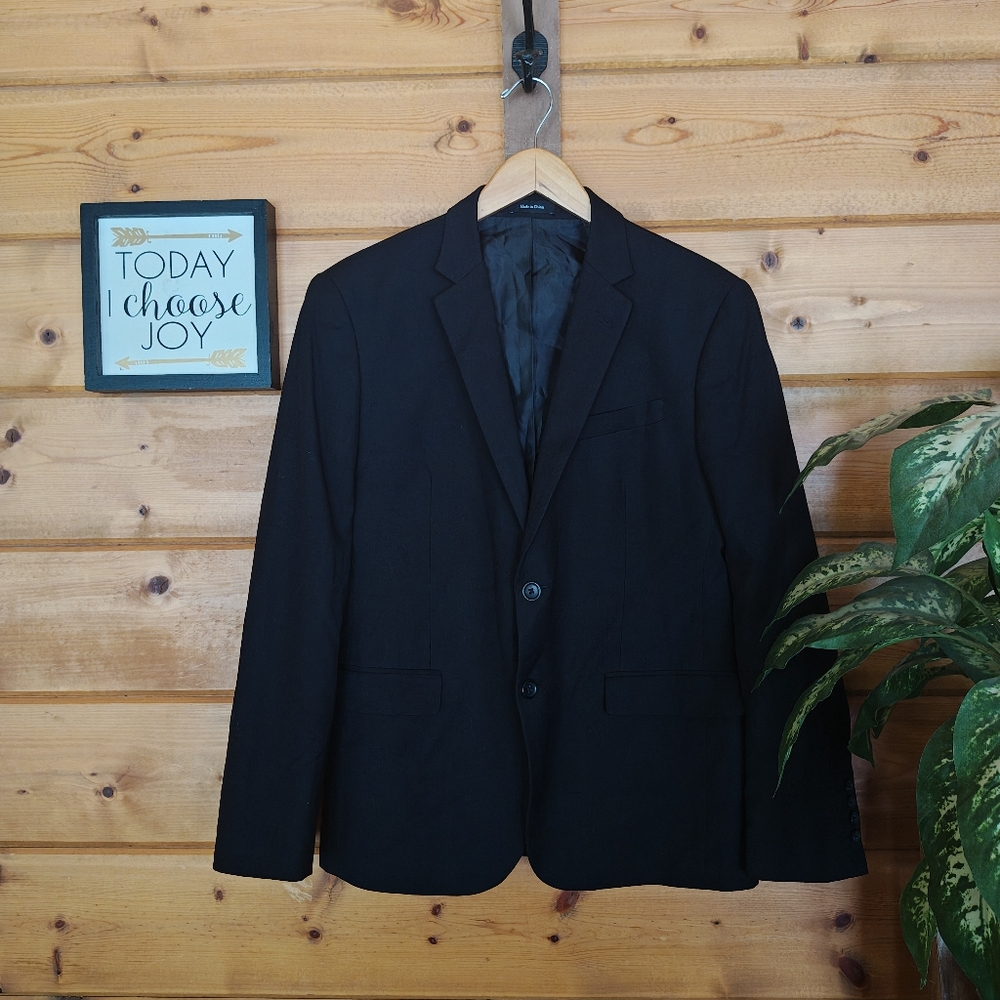 Egara Extreme Slim Sport Coat Blazer Suit Jacket Black Twill Short Notch Size 40